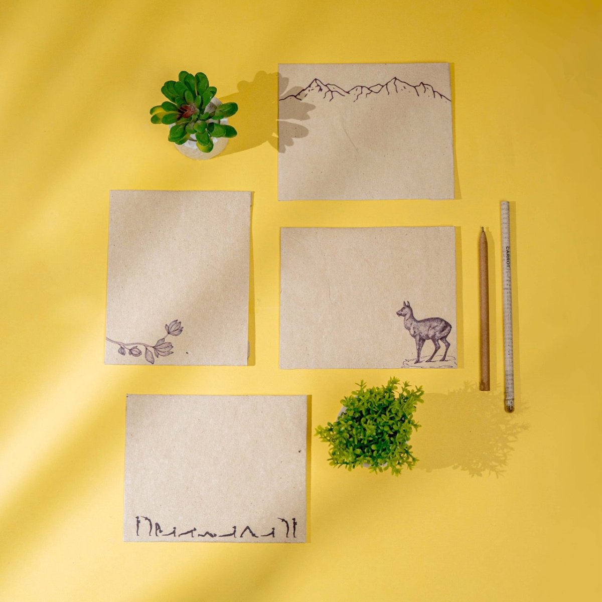 Hemp Paper Note Cards | Set 5 Envelopes | Uttarakhand, Samudra & Pushp – Greeting & Note Cards by Pravaah India available on Brown Living™. Uttarakhand Note Cards Set . SKU: PRA23ST02NC. Img 9.