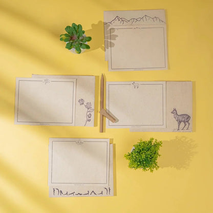 Hemp Paper Note Cards | Set 5 Envelopes | Uttarakhand, Samudra & Pushp – Greeting & Note Cards by Pravaah India available on Brown Living™. Uttarakhand Note Cards Set . SKU: PRA23ST02NC. Img 3.