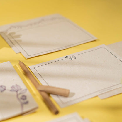 Hemp Paper Note Cards | Set 5 Envelopes | Uttarakhand, Samudra & Pushp – Greeting & Note Cards by Pravaah India available on Brown Living™. Uttarakhand Note Cards Set . SKU: PRA23ST02NC. Img 12.