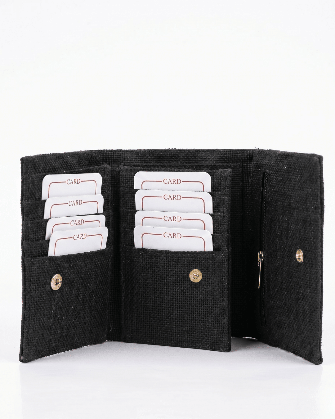 Hemp Plain 3 Fold Unisex Wallet Eco Friendly Minimal Wallet – Wallets on Brown Living™. SKU: GWL05-BLACK. Img 5.