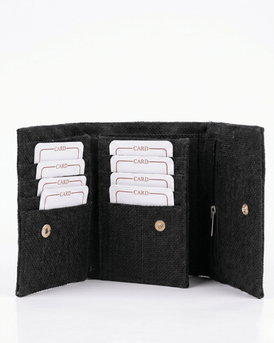 Hemp Plain 3 Fold Unisex Wallet Eco Friendly Minimal Wallet – Wallets on Brown Living™. SKU: GWL05-BLACK. Img 5.
