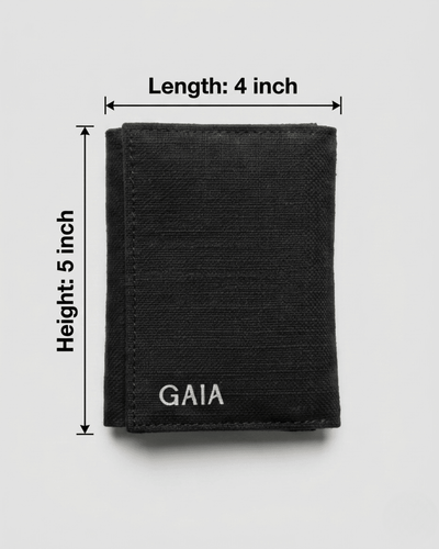 Hemp Plain 3 Fold Unisex Wallet Eco Friendly Minimal Wallet – Wallets on Brown Living™. SKU: GWL05-BLACK. Img 2.