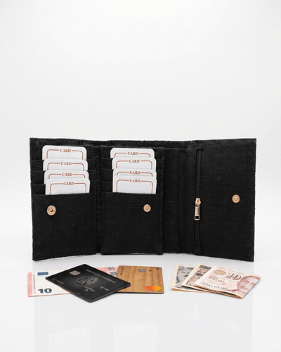 Hemp Plain 3 Fold Unisex Wallet Eco Friendly Minimal Wallet – Wallets on Brown Living™. SKU: GWL05-BLACK. Img 4.
