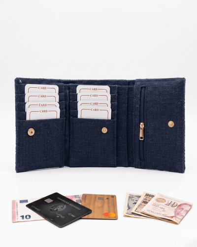 Hemp Plain 3 Fold Unisex Wallet Eco Friendly Minimal Wallet – Wallets on Brown Living™. SKU: GWL05-NAVYBLUE. Img 8.