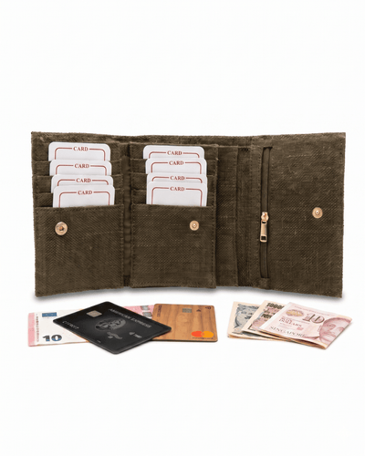 Hemp Plain 3 Fold Unisex Wallet Eco Friendly Minimal Wallet – Wallets on Brown Living™. SKU: GWL05-OLIVE. Img 12.