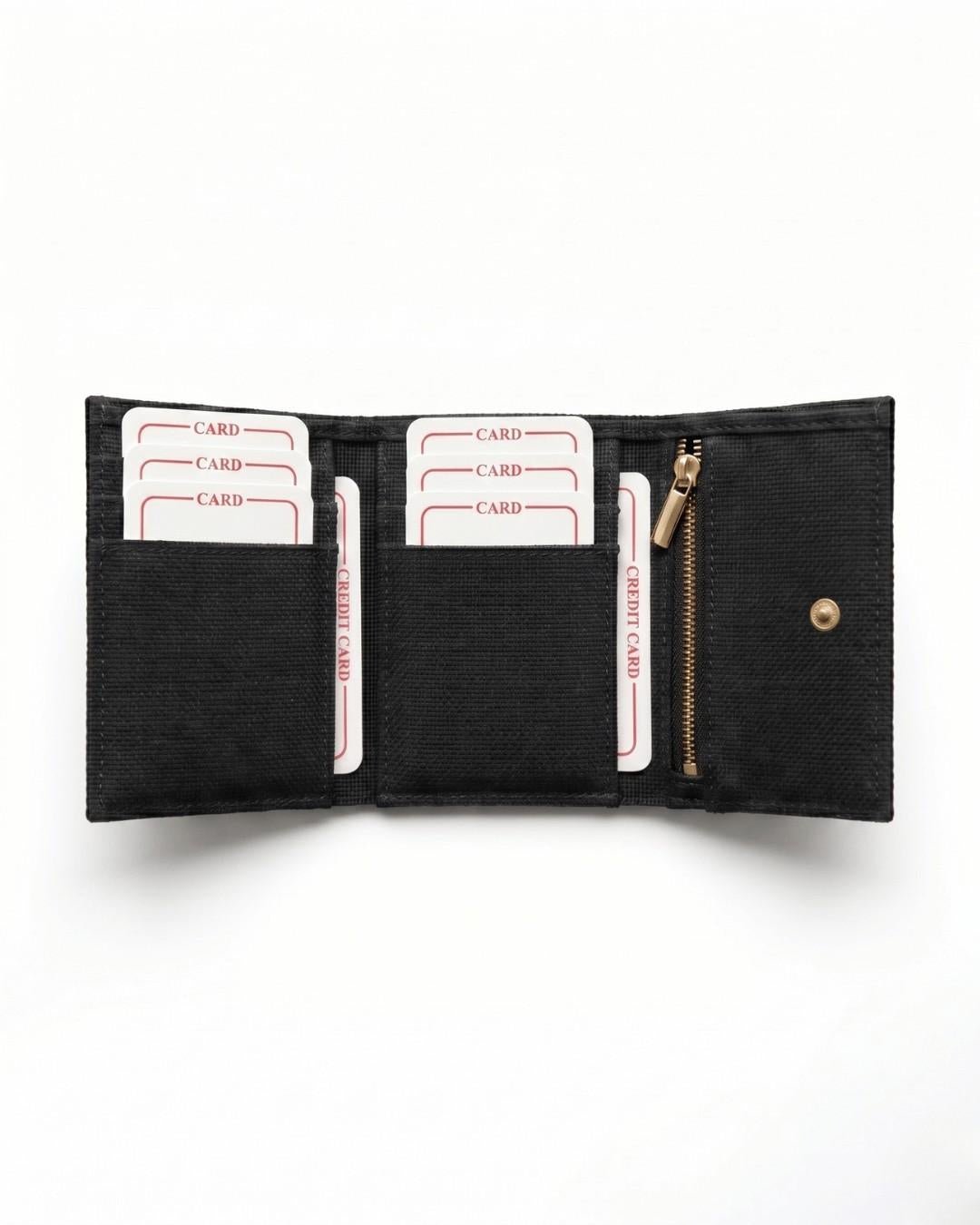 Hemp Plain Trifold Unisex Wallet Eco Friendly Minimal Wallet – Mens Wallet on Brown Living™. SKU: GWL04-BLACK. Img 5.