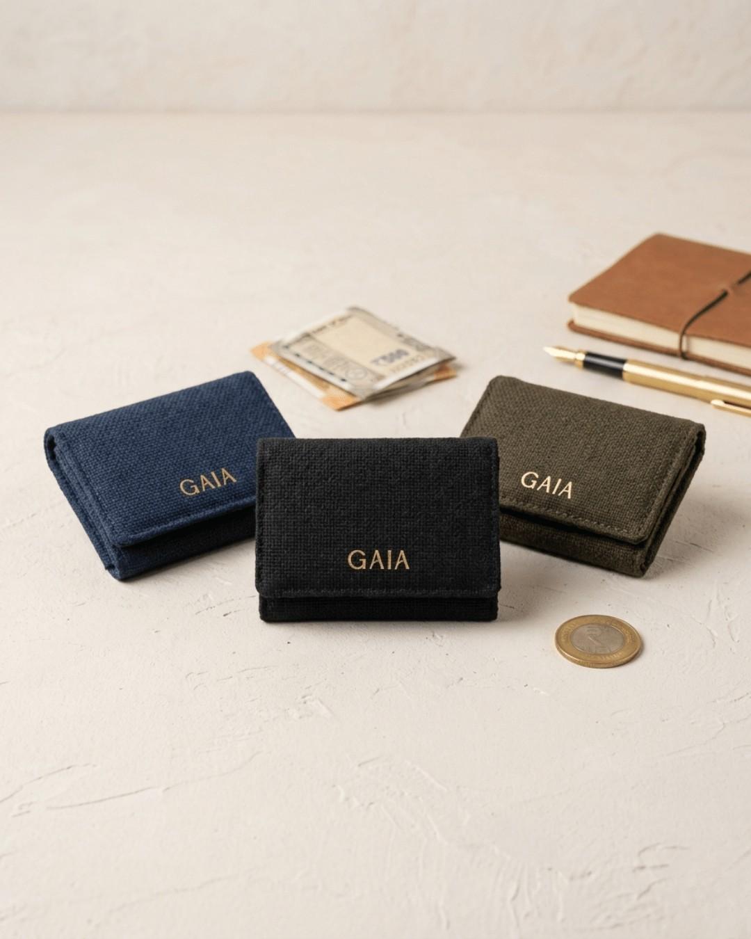 Hemp Plain Trifold Unisex Wallet Eco Friendly Minimal Wallet – Mens Wallet on Brown Living™. SKU: GWL04-BLACK. Img 1.