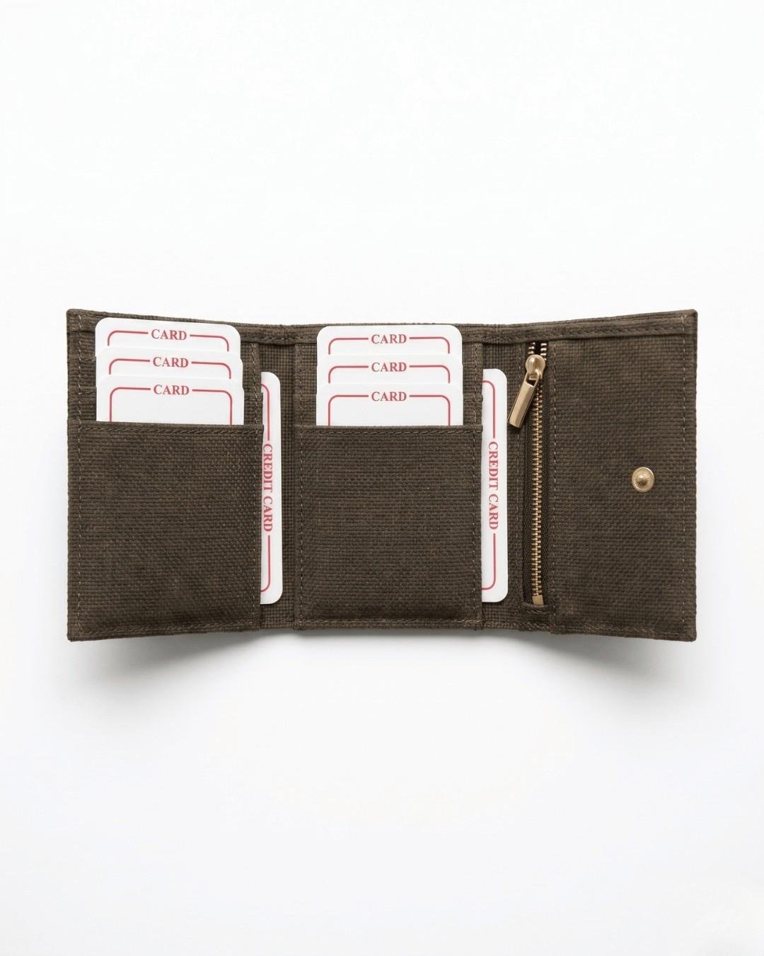 Hemp Plain Trifold Unisex Wallet Eco Friendly Minimal Wallet – Mens Wallet on Brown Living™. SKU: GWL04-OLIVE. Img 11.
