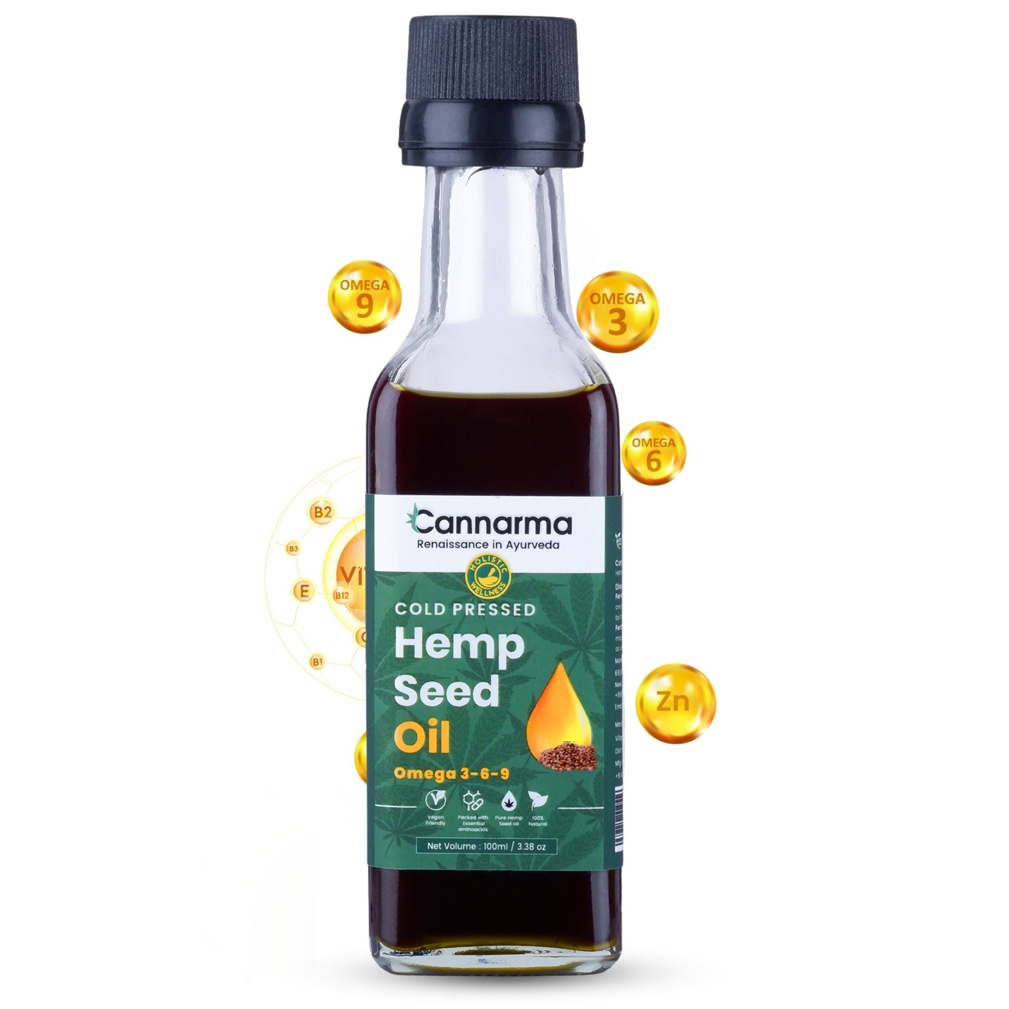 Hemp Seed Oil 100ml | Cold - Pressed Skin & Hair Nourishment – Hair Oil on Brown Living™. SKU: HempSeedOil. Img 1.