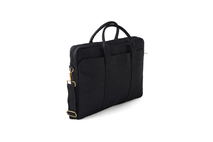 Hemp Solid Laptop Bag | Eco - Friendly & Durable Work Companion – Laptop Sleeve on Brown Living™. SKU: GLB02-BLACK. Img 1.