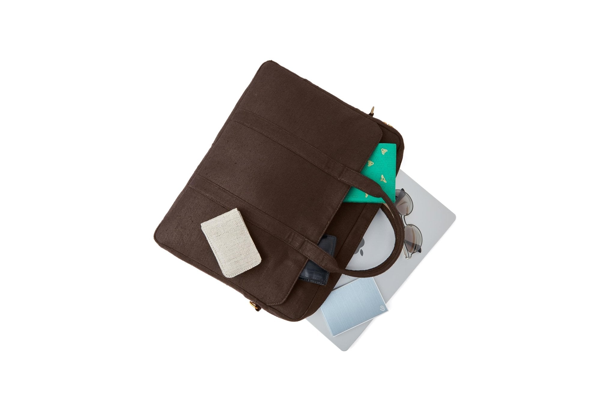 Hemp Solid Laptop Bag | Eco - Friendly & Durable Work Companion – Laptop Sleeve on Brown Living™. SKU: GLB02-BROWN. Img 13.