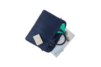 Hemp Solid Laptop Bag | Eco - Friendly & Durable Work Companion – Laptop Sleeve on Brown Living™. SKU: GLB02-NAVYBLUE. Img 5.