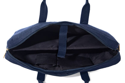 Hemp Solid Laptop Bag | Eco - Friendly & Durable Work Companion – Laptop Sleeve on Brown Living™. SKU: GLB02-NAVYBLUE. Img 6.