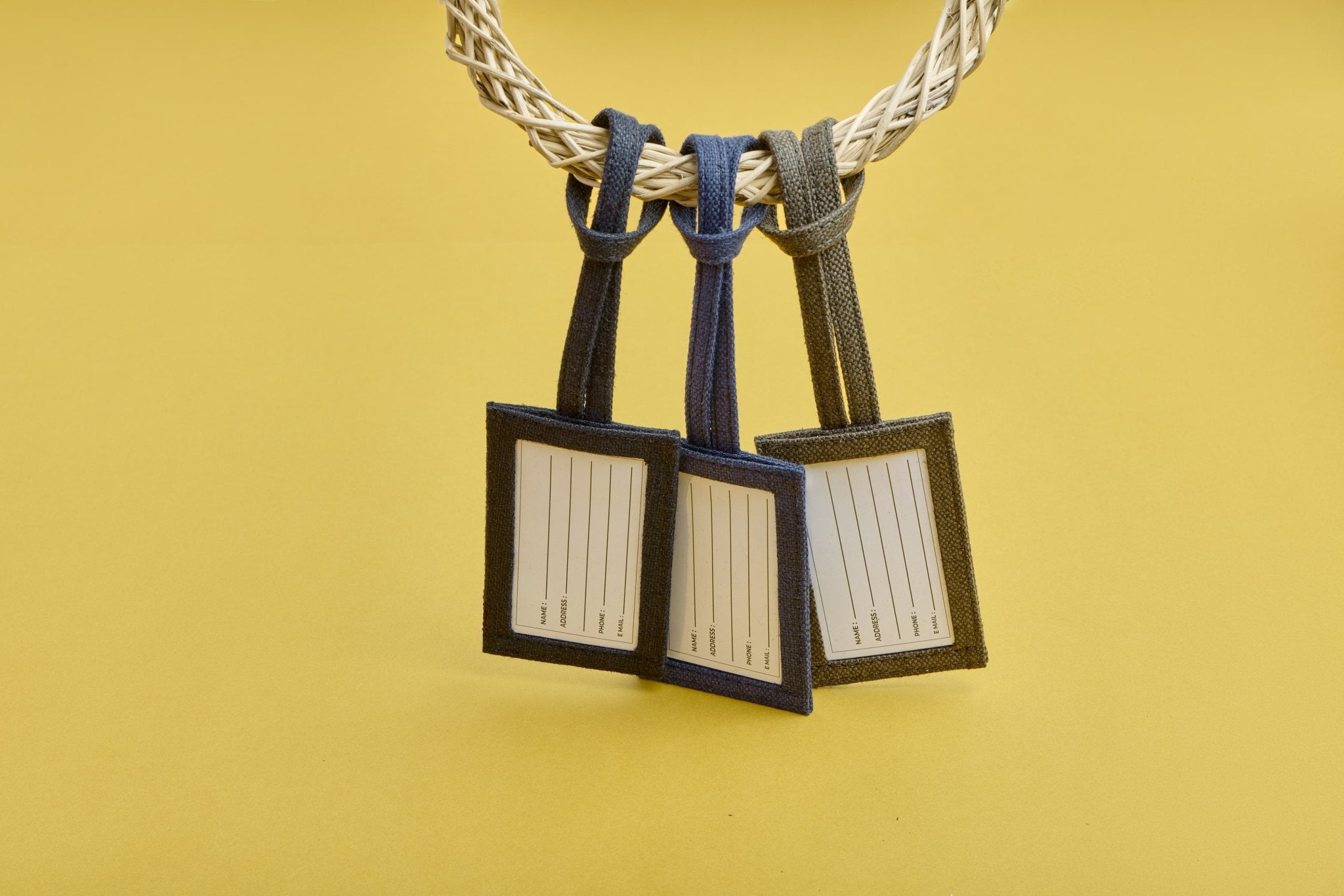 Hemp Travel Tag (Set of 3) | Handcrafted Eco - Friendly Luggage Tags – Labels & Tags on Brown Living™. SKU: GLT01-OLIVE. Img 7.