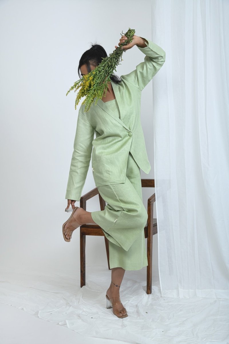 Hemp Wide Leg Pants With Side Zip With Pockets – Womens Pants by Pravaah India available on Brown Living™. Xs Blurberry. SKU: PRA24CL5IXS. Img 8.