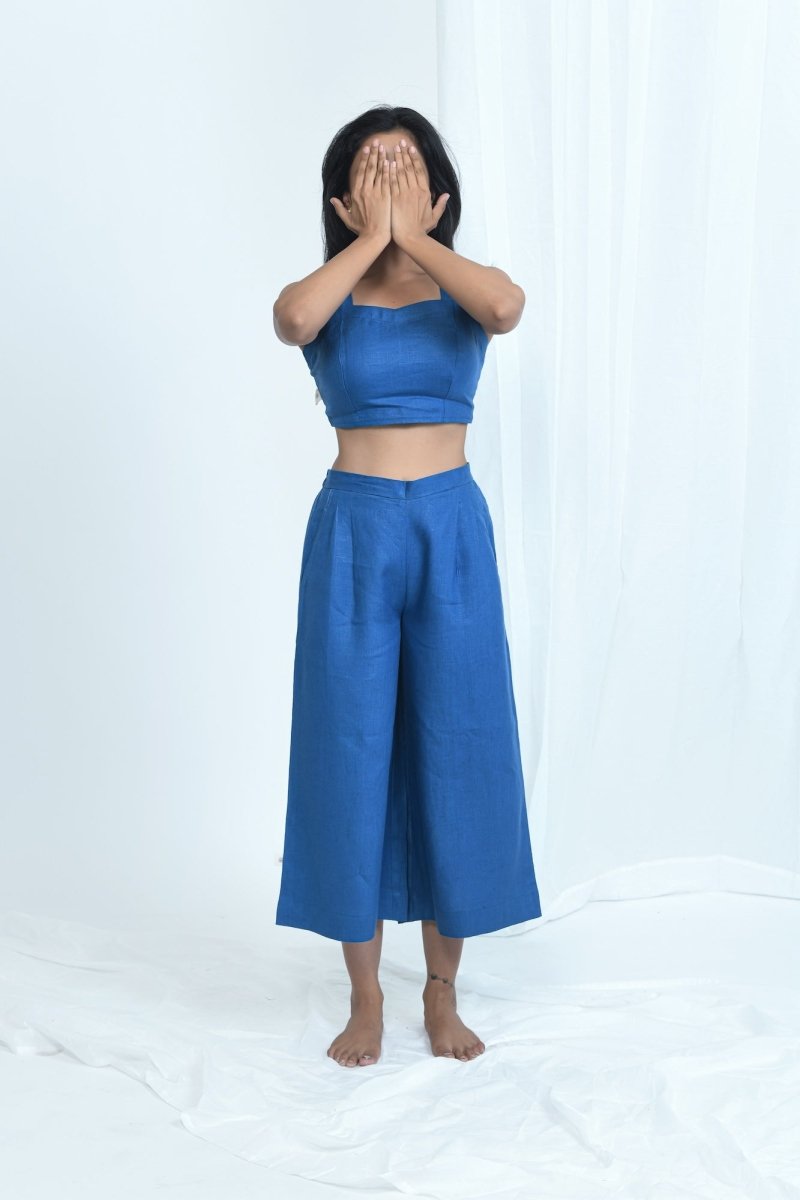 Hemp Wide Leg Pants With Side Zip With Pockets – Womens Pants by Pravaah India available on Brown Living™. Xs Blurberry. SKU: PRA24CL5IXS. Img 4.