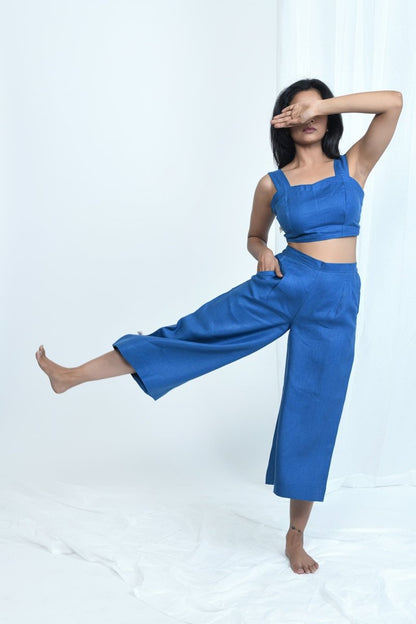 Hemp Wide Leg Pants With Side Zip With Pockets – Womens Pants by Pravaah India available on Brown Living™. Xs Blurberry. SKU: PRA24CL5IXS. Img 11.