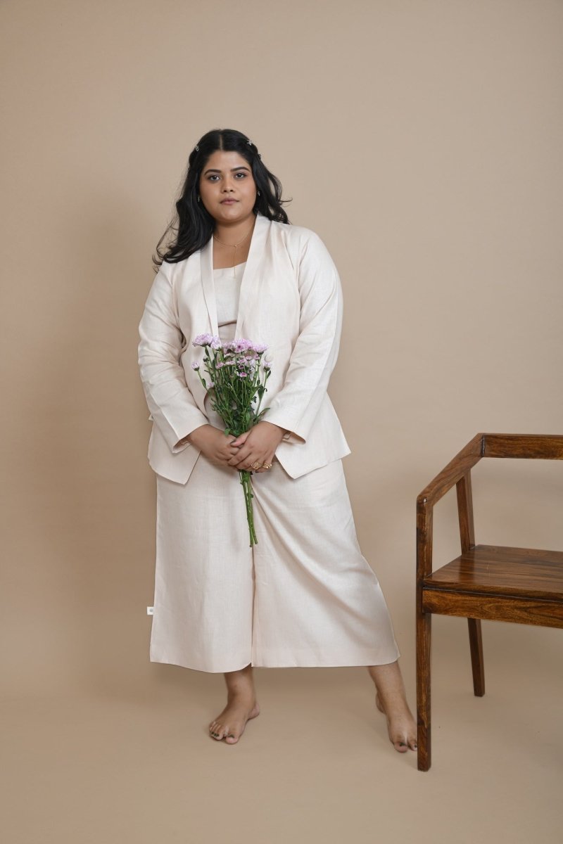 Hemp Wide Leg Pants With Side Zip With Pockets – Womens Pants by Pravaah India available on Brown Living™. Xs Peach. SKU: PRA24CL5PXS. Img 3.