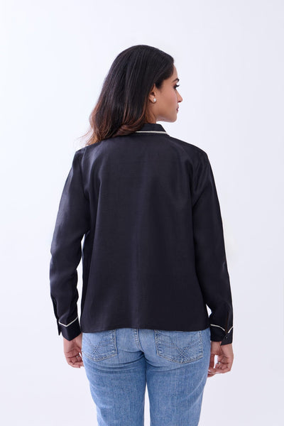 Hemp Women’s Front Open Blazer | Sustainable Eco - Friendly Jacket – Womens Blazer on Brown Living™. SKU: GBL01-BLACK-S. Img 10.