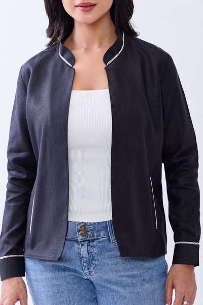 Hemp Women’s Front Open Blazer | Sustainable Eco - Friendly Jacket – Womens Blazer on Brown Living™. SKU: GBL01-BLACK-S. Img 7.
