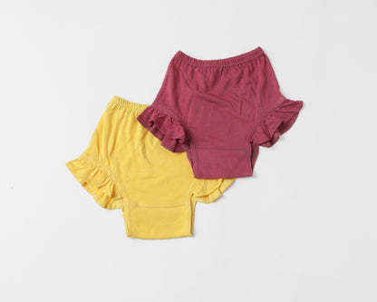 Herb Dyed Baby Shorts With Ruffle Details – Kids Daywear Sets on Brown Living™. SKU: SB03001. Img 5.