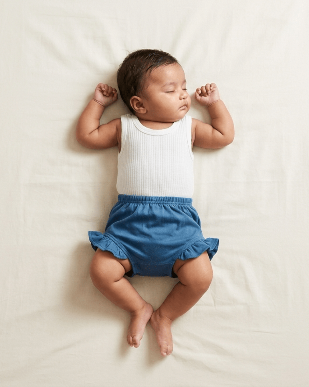 Herb Dyed Baby Shorts With Ruffle Details – Kids Daywear Sets on Brown Living™. SKU: SB03001. Img 1.