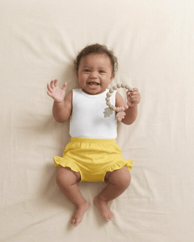 Herb Dyed Baby Shorts With Ruffle Details – Kids Daywear Sets on Brown Living™. SKU: SY03011. Img 3.