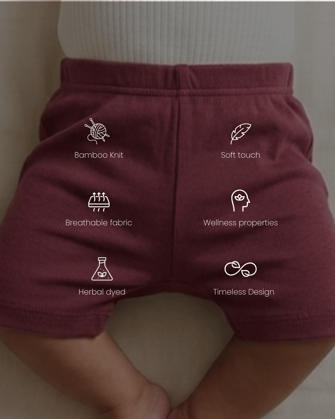Herb Dyed Baby Trunks For Everyday Comfort & Movement – Kids Shorts on Brown Living™. SKU: TY03006. Img 5.