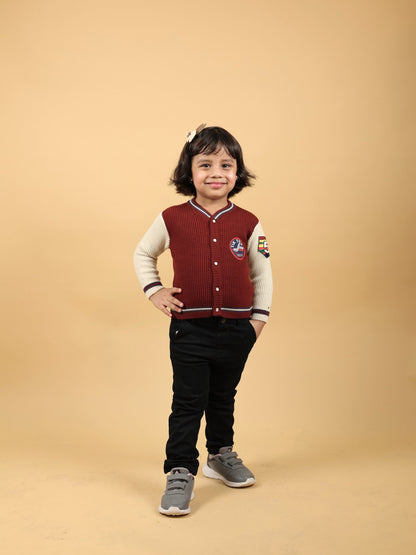Herb - Dyed Merino Wool Varsity Jacket – Kids Daywear Sets on Brown Living™. SKU: VJRV01002. Img 2.