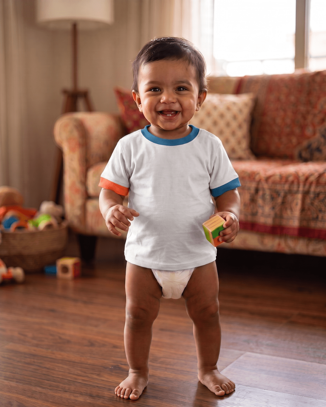 Herb Dyed Shoulder Open Baby T-Shirt | Play Tee – Kids T-Shirts on Brown Living™. SKU: PTW03006. Img 3.