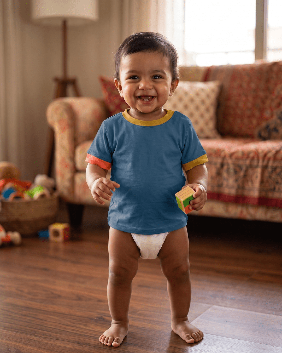 Herb Dyed Shoulder Open Baby T-Shirt | Play Tee – Kids T-Shirts on Brown Living™. SKU: PTY03001. Img 2.