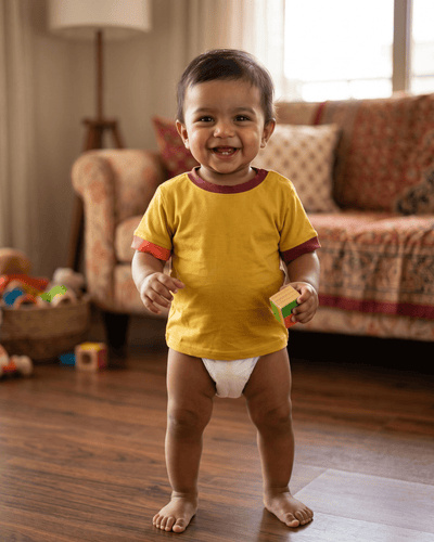 Herb Dyed Shoulder Open Baby T-Shirt | Play Tee – Kids T-Shirts on Brown Living™. SKU: PTY03001. Img 1.