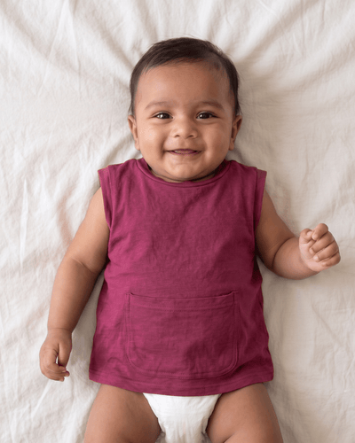 Herb Dyed Summer Pocket Tee For Babies | Soft & Breathable – Kids Daywear Sets on Brown Living™. SKU: SPTV03016. Img 1.