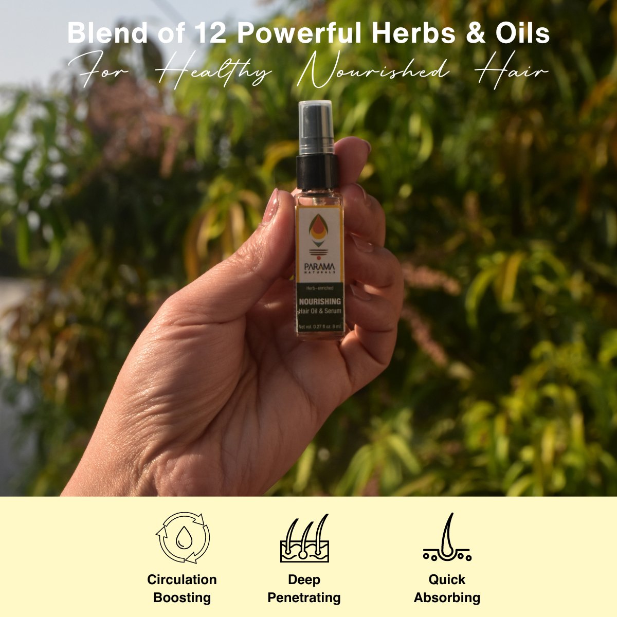 Herb - enriched Nourishing Hair Oil & Serum for Frizz Control - 8ml | Verified Sustainable by Brown Living™