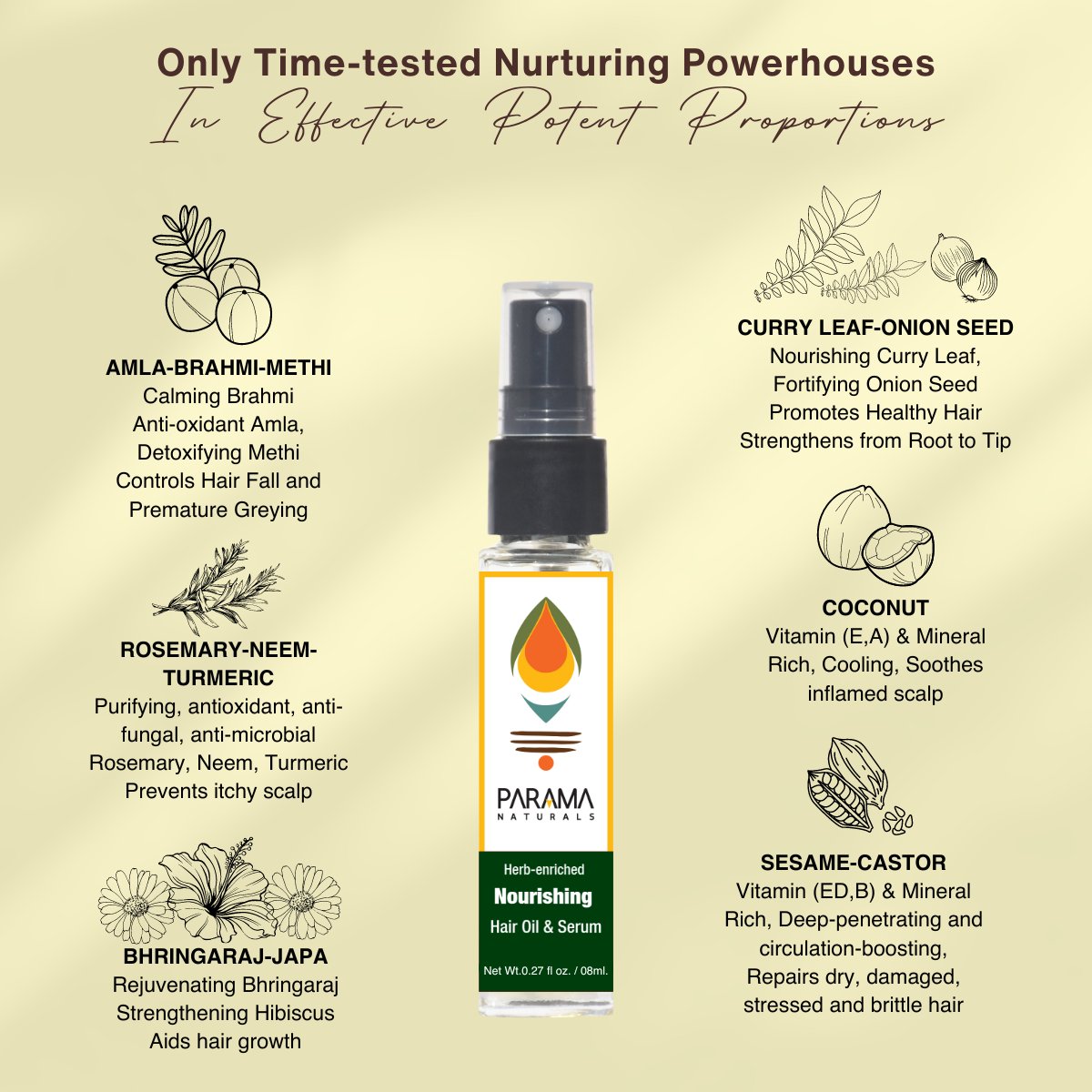 Herb - enriched Nourishing Hair Oil & Serum for Frizz Control - 8ml | Verified Sustainable by Brown Living™