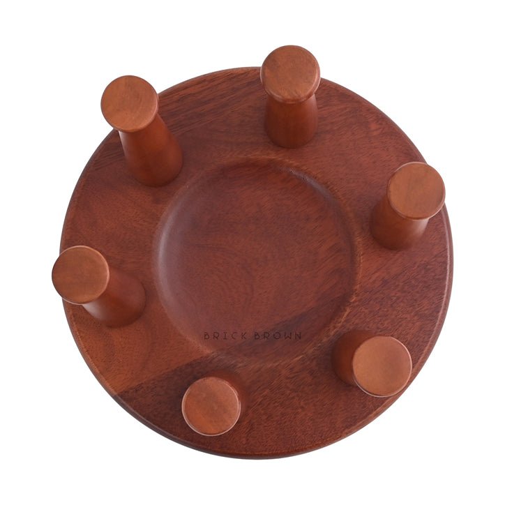 Hexa Wooden Glass Stand for Kitchen | Wine Glass Holder from Mahogany Collection | Verified Sustainable by Brown Living™