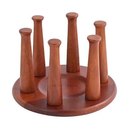 Hexa Wooden Glass Stand for Kitchen | Wine Glass Holder from Mahogany Collection | Verified Sustainable by Brown Living™