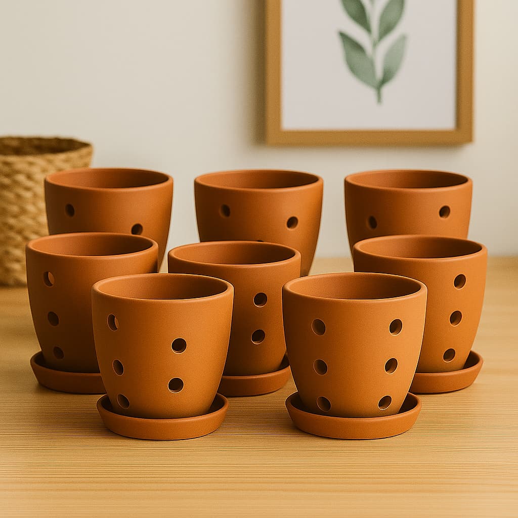 Hexagonal Orchid Planter 4 Inch | Indoor Decorative Pot – Home & Garden on Brown Living™. SKU: PL21-10E. Img 21.