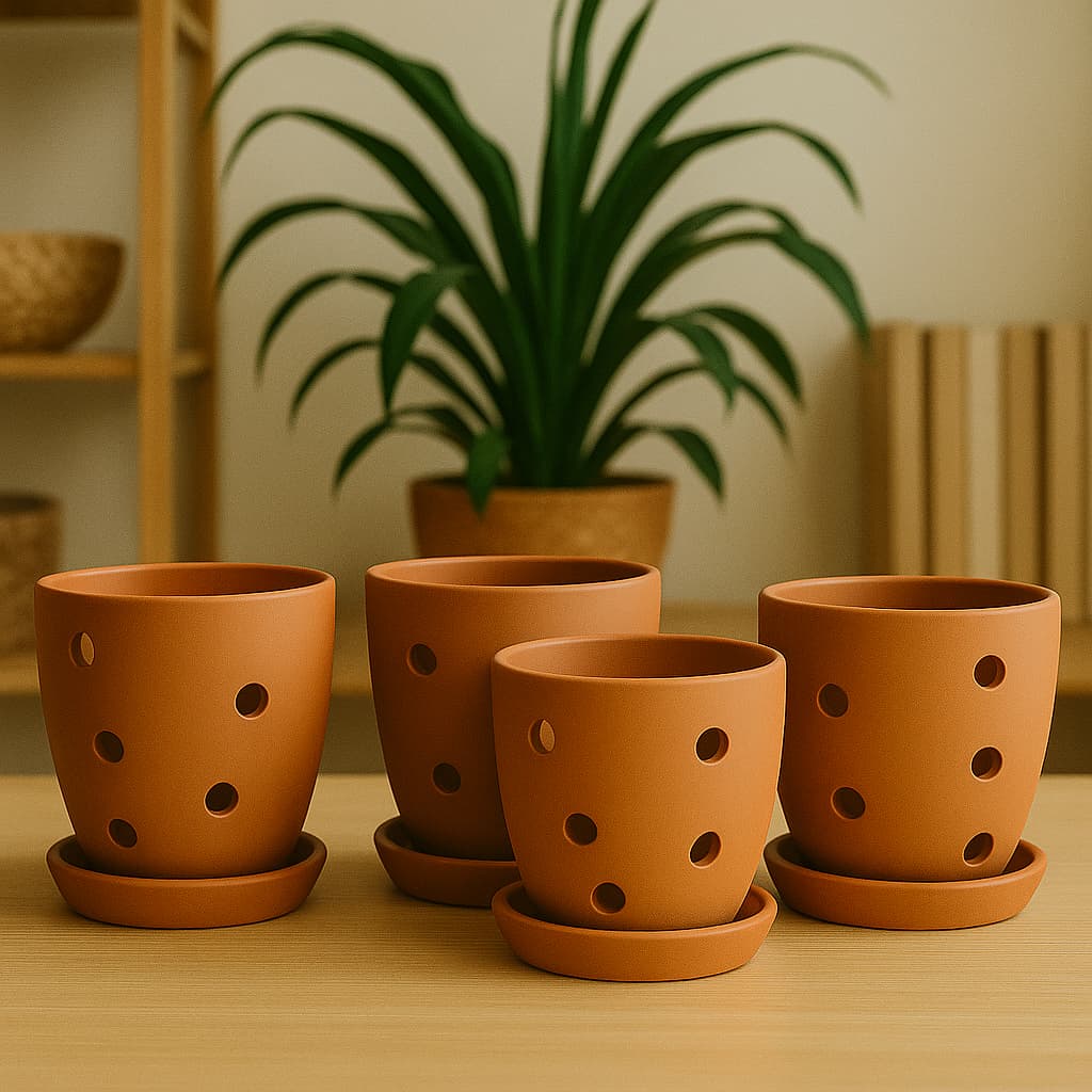 Hexagonal Orchid Planter 4 Inch | Indoor Decorative Pot – Home & Garden on Brown Living™. SKU: PL21-8D. Img 5.