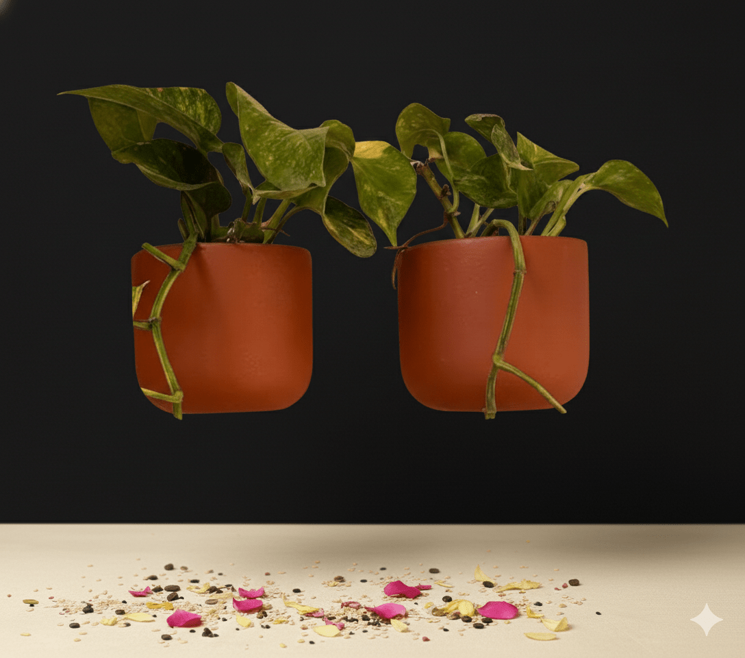 Hexane 4 Inch Terracotta Wall Planter | Hanging Wall Pot – Home & Garden on Brown Living™. SKU: PL26-12. Img 20.