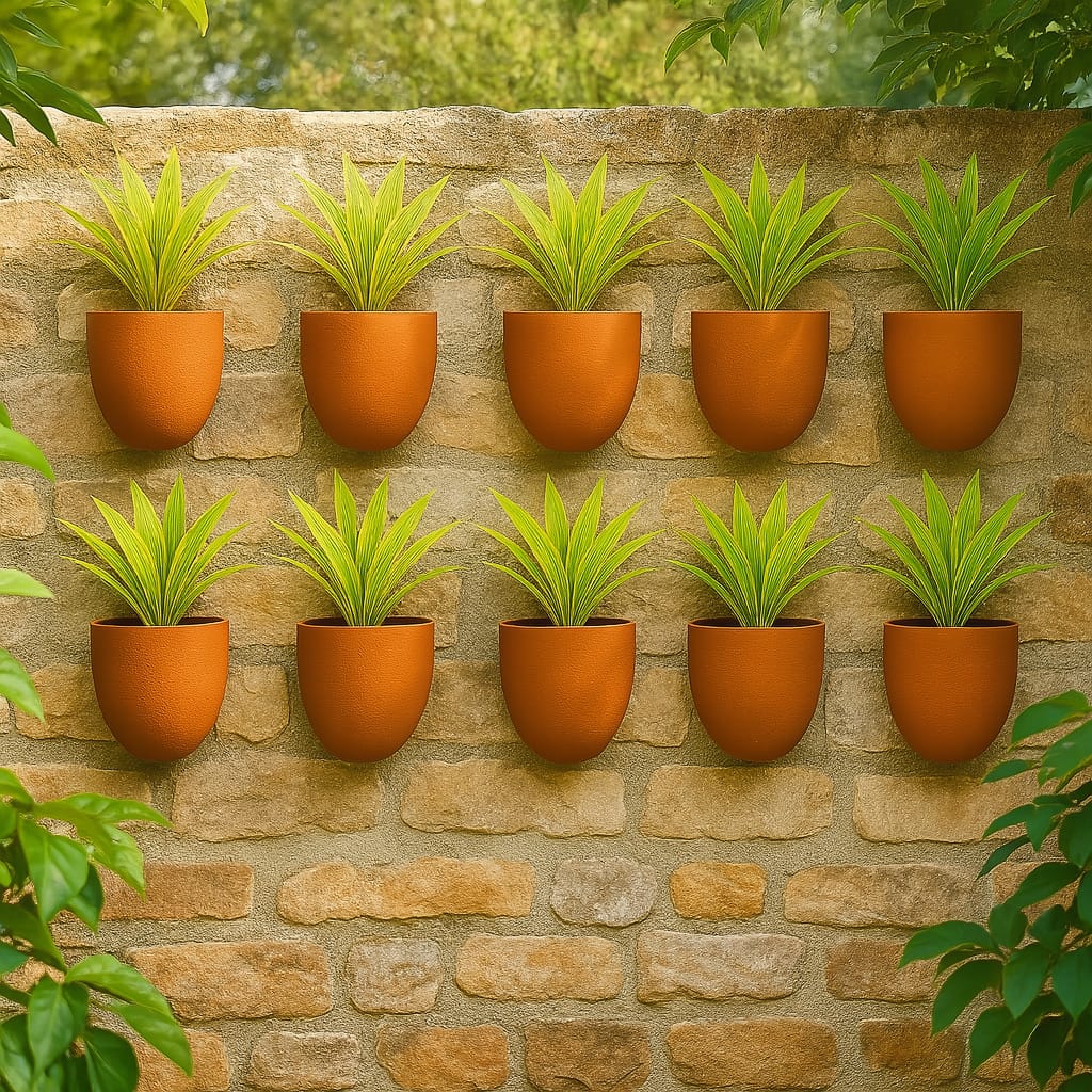 Hexane Wall Planter Small 4 Inch | Terracotta Hanging Wall Planter – Home & Garden on Brown Living™. SKU: PL28-10. Img 9.