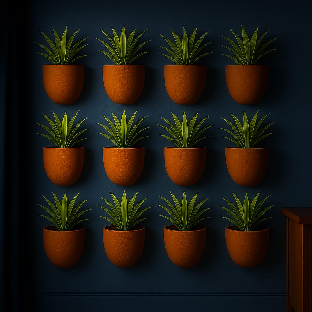 Hexane Wall Planter Small 4 Inch | Terracotta Hanging Wall Planter – Home & Garden on Brown Living™. SKU: PL28-12. Img 3.