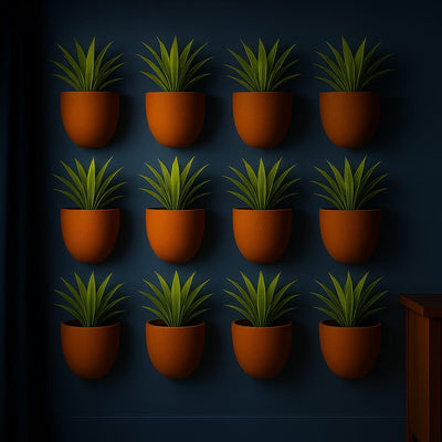 Hexane Wall Planter Small 4 Inch | Terracotta Hanging Wall Planter – Home & Garden on Brown Living™. SKU: PL28-12. Img 3.