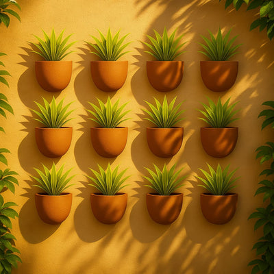 Hexane Wall Planter Small 4 Inch | Terracotta Hanging Wall Planter – Home & Garden on Brown Living™. SKU: PL28-2. Img 1.