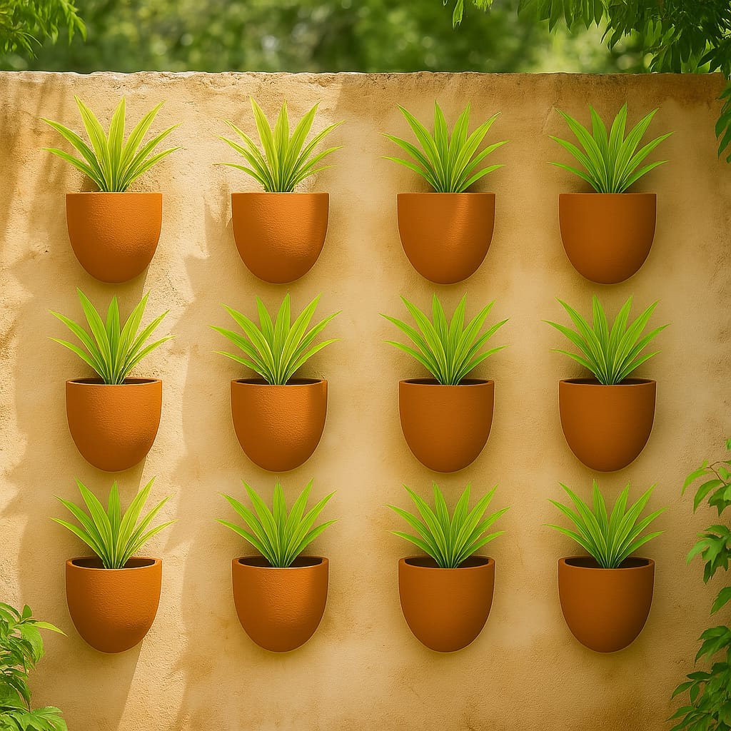 Hexane Wall Planter Small 4 Inch | Terracotta Hanging Wall Planter – Home & Garden on Brown Living™. SKU: PL28-2. Img 2.