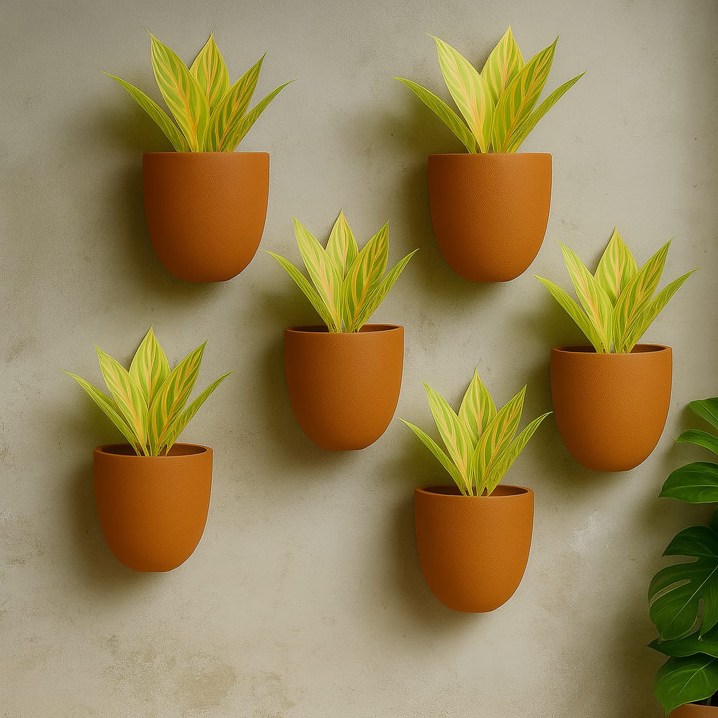 Hexane Wall Planter Small 4 Inch | Terracotta Hanging Wall Planter – Home & Garden on Brown Living™. SKU: PL28-2. Img 23.