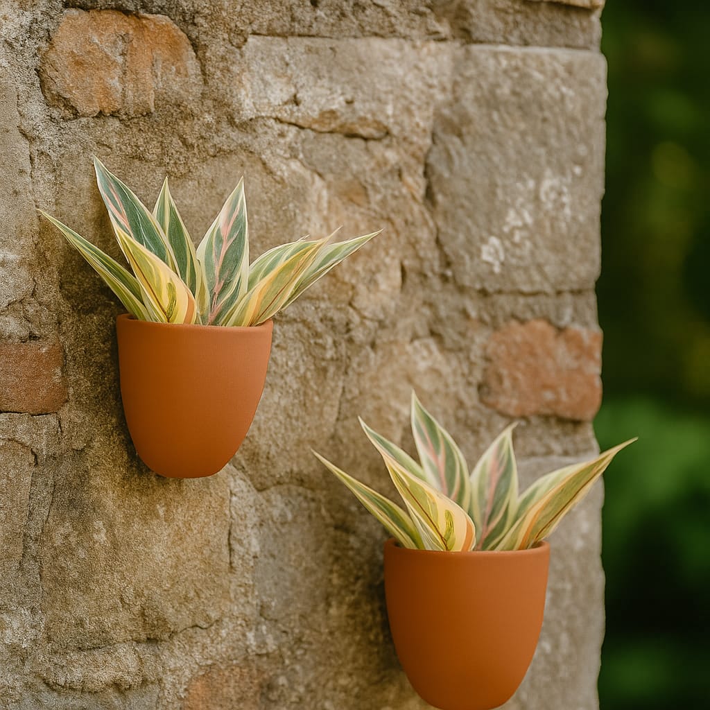 Hexane Wall Planter Small 4 Inch | Terracotta Hanging Wall Planter – Home & Garden on Brown Living™. SKU: PL28-2. Img 29.
