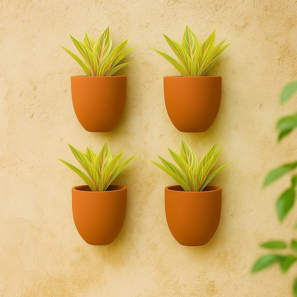 Hexane Wall Planter Small 4 Inch | Terracotta Hanging Wall Planter – Home & Garden on Brown Living™. SKU: PL28-4. Img 20.