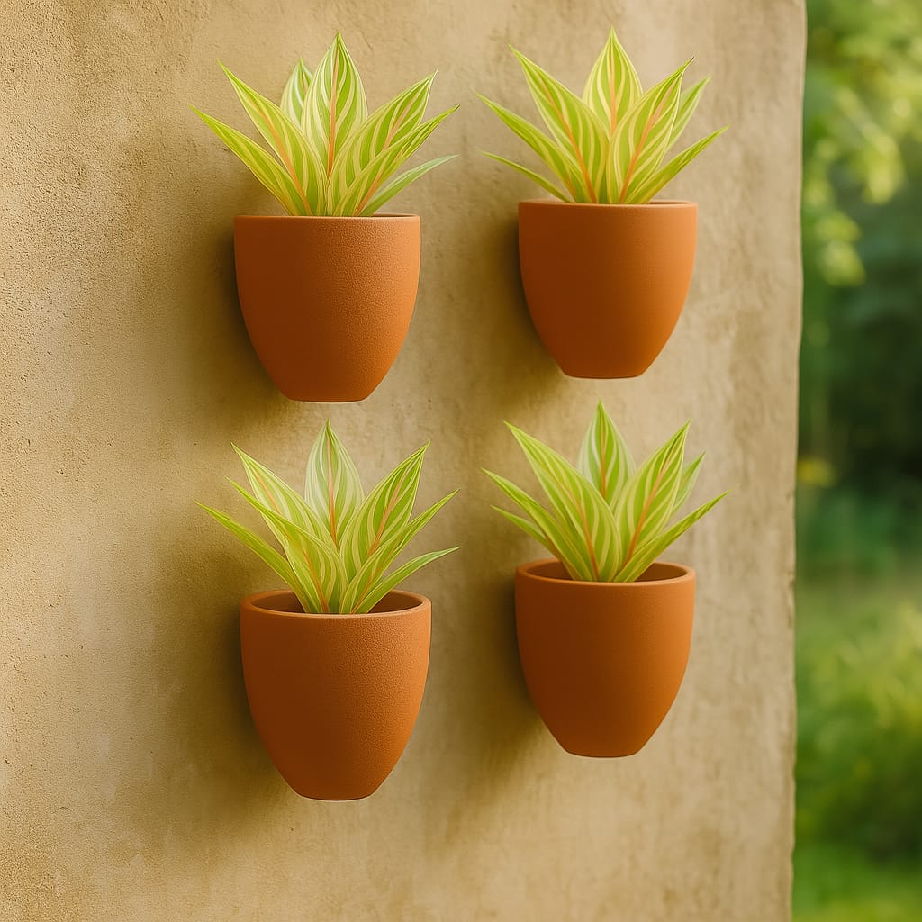Hexane Wall Planter Small 4 Inch | Terracotta Hanging Wall Planter – Home & Garden on Brown Living™. SKU: PL28-4. Img 21.