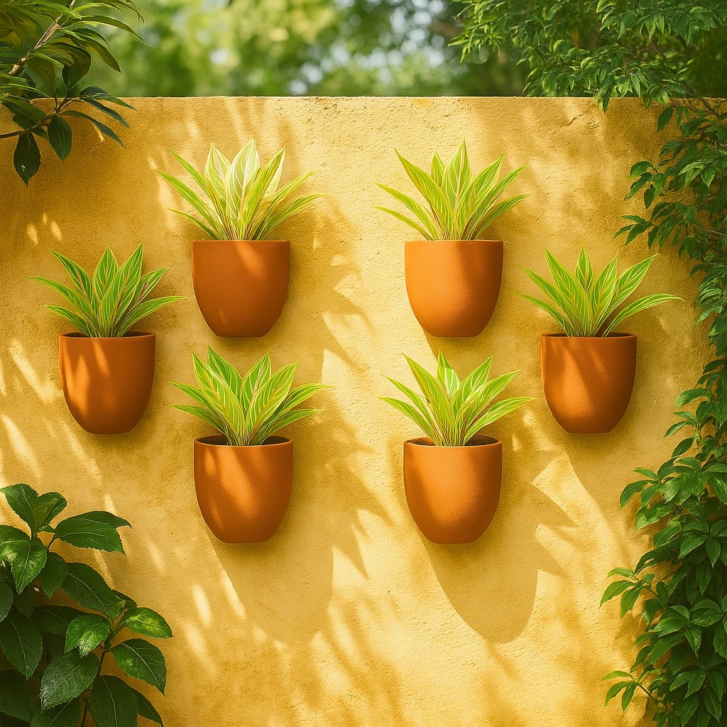 Hexane Wall Planter Small 4 Inch | Terracotta Hanging Wall Planter – Home & Garden on Brown Living™. SKU: PL28-6. Img 15.